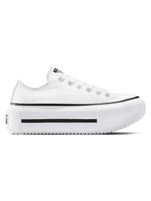CONVERSE CHUCK TAYLOR ALL STAR LIFT DOUBLE STACK PLATFORM LOW TOP (WOMEN) (WHITE/BLACK/WHITE) — Style A15491C