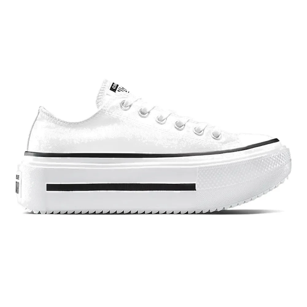 CONVERSE CHUCK TAYLOR ALL STAR LIFT DOUBLE STACK PLATFORM LOW TOP (WOMEN) (WHITE/BLACK/WHITE) — Style A15491C
