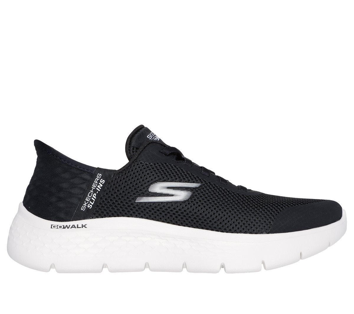 SKECHERS SLIP-INS: GO WALK FLEX - GRAND ENTRY (WOMEN) (BLACK/WHITE) — Style 124836-BKW