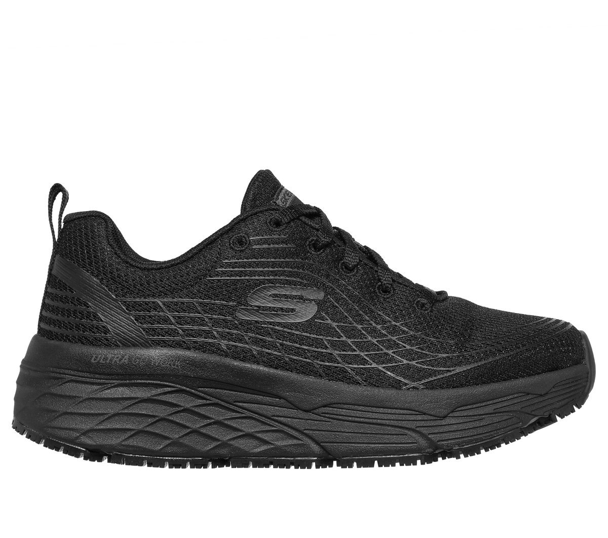 SKECHERS WORK RELAXED FIT: MAX CUSHIONING ELITE SR (WOMEN) (BLACK) — Style 108016-BLK