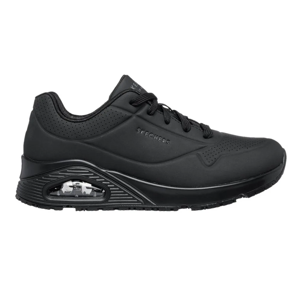 SKECHERS WORK RELAXED FIT: UNO SR (WOMEN) (BLACK) — Style 108021-BLK
